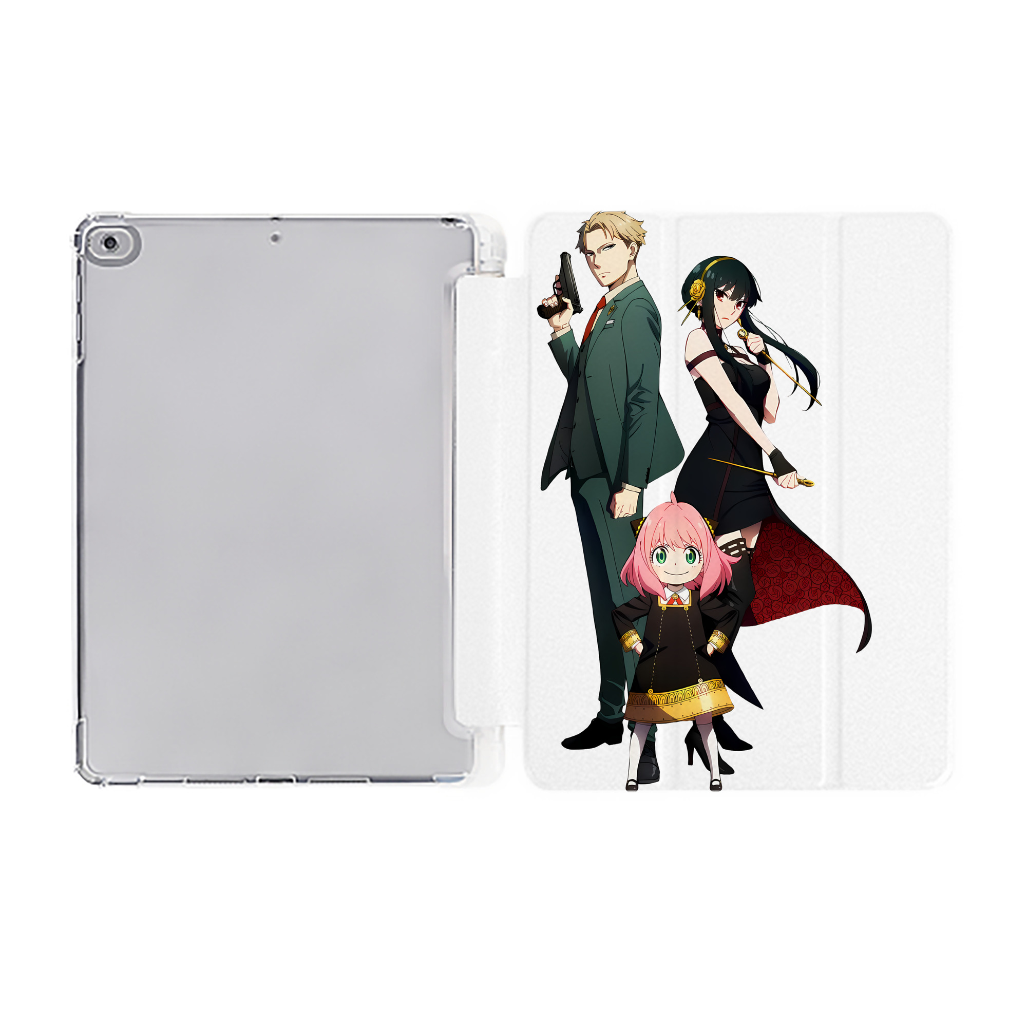（画像用） SPY×FAMILY间谍家家酒 IPad ケース ペン収納付き 三つ折りスタンド PUレザー×シリコン 対応機種9.5/10.5/10.9インチ